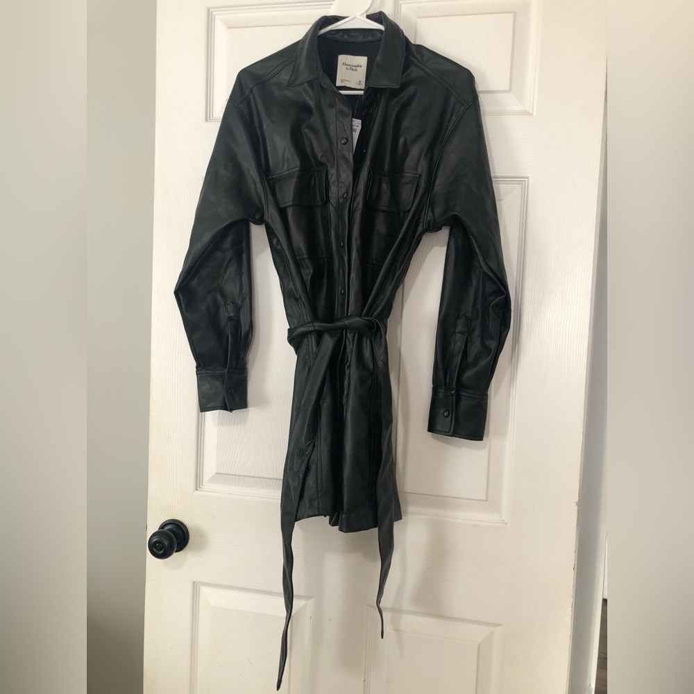 Abercrombie Faux Leather Shirt Dress NWT